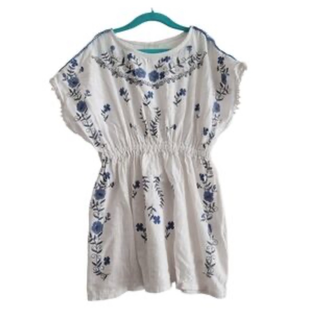 Zara Kids White and Blue Swim Coverup